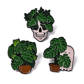 Green Plant Pot Enamel Pins, Halloween Zinc Alloy Brooch