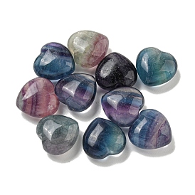 Natural Fluorite Beads, Half Drilled, Heart