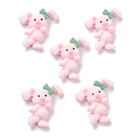 Opaque Resin Cabochons, Rabbit with Bowknot
