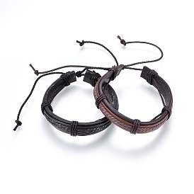 Leather Cord Bracelets, with Waxed Cord