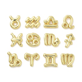 Brass Beads, Twelve Constellations, Real 18K Gold Plated