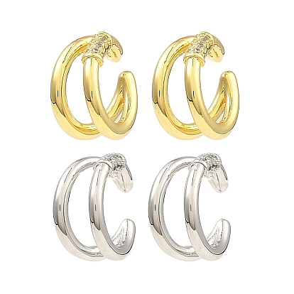 Латунные серьги-каффы с двойной линией и покрытием стойки, с кубического циркония, долговечный, без свинца и без кадмия