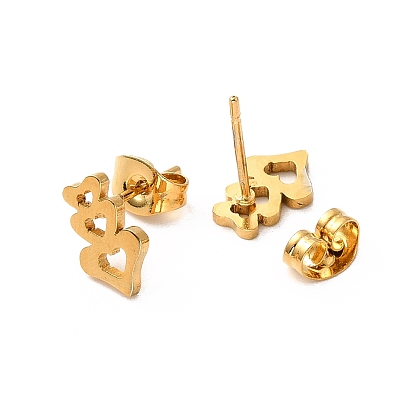 Fábrica de China Chapado al vacío 304 juego de collar con colgante y aretes de acero inoxidable, conjunto de joyas para mujer, dorado 7~9.5x6.5~10 mm, pin: mm granel