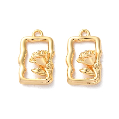 Латунные подвески, прямоугольник с цветочными подвесками