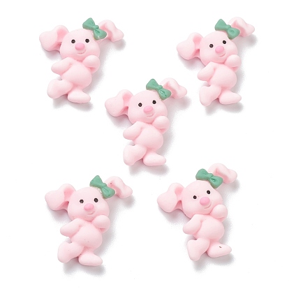 Opaque Resin Cabochons, Rabbit with Bowknot