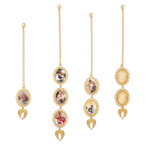 3сумки 3 стили наборы для самостоятельного изготовления овальных подвесных украшений из цинкового сплава, со стеклянными кабошонами 