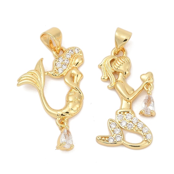 Латунные микро проложить кубического циркония подвески, русалка, без свинца и без кадмия, долговечный, стойки покрытие