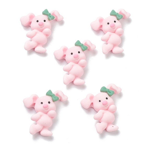 Opaque Resin Cabochons, Rabbit with Bowknot