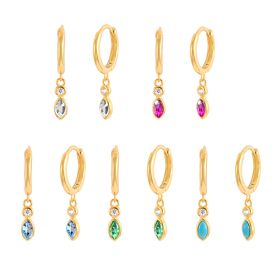 S925 Sterling Silver Teardrop Hoop Earrings, with Cubic Zirconia