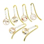 Chinese Style Rabbit Alloy Enamel Pendant Bookmarks, Hook Bookmark with Acrylic Beaded Word LOVE