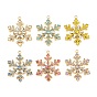 304 Stainless Steel Rhinestone Pendants, Snowflake Charms, Ion Plating(IP), Real 18K Gold Plated