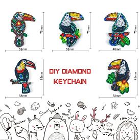 DIY Keychain Diamond Painting Kits, including Acrylic Pendant, Diamond, Diamond Drill Tool, Ball Chain, Swivel Clasp