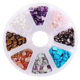 Mixed Natural & Synthetic Gemstone Chip Beads, 7~12x5~8x3~5mm, Hole: 0.3mm, about 800pcs/box