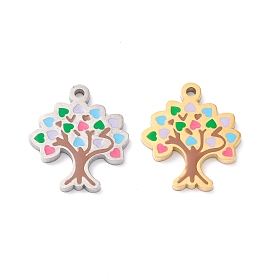 Ion Plating(IP) 304 Stainless Steel Enamel Pendants, Manual Polishing, Tree