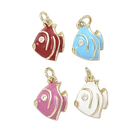 Латунь эмаль подвески, стойки покрытие, долговечный, без свинца и без кадмия, реальный 18 k позолоченный, очарование рыбы, с целью перехода в кольце