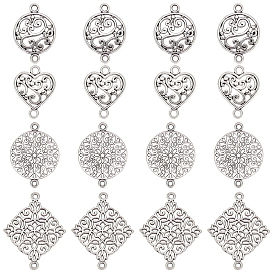 Hollow Tibetan Style Alloy Links Connectors, Mixed Shapes