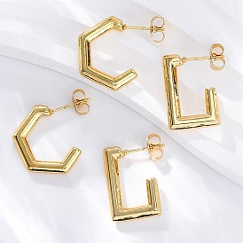 304 серьги-гвоздики из нержавеющей стали для женщин, ионное покрытие (ip), реальный 18 k позолоченный