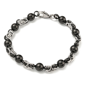 Two Tone 304 Stainless Steel Round Ball Link Chain Bracelet