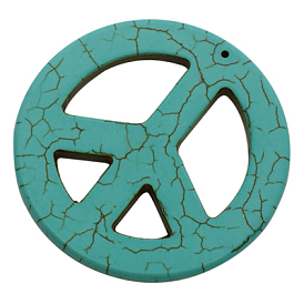 Howlite synthétique grands pendentifs, teint, signe de paix, turquoise