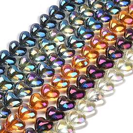 Electroplate Glass Beads Strands, Heart