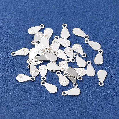 925 Sterling Silver Chain Extender Drop, Chain Tabs, Teardrop Charms, with S925 Stamp