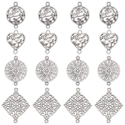 Hollow Tibetan Style Alloy Links Connectors, Mixed Shapes
