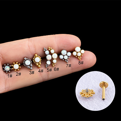 316l хирургическая нержавеющая сталь и синтетический опал с внутренней резьбой