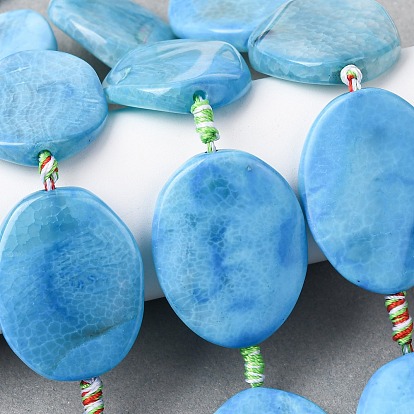 Природных вены драконов агат бисер нитей, окрашенная и подогревом, Плоско-овальные