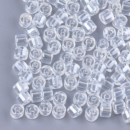 Glass Bugle Beads, Transparent Colours Luster, Round Hole
