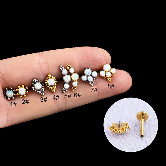 316l хирургическая нержавеющая сталь и синтетический опал с внутренней резьбой