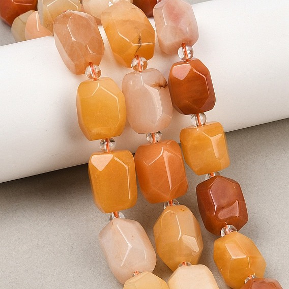 Естественный желтый авантюрин бисер нитей, овальные, граненые, с бисером