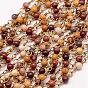 Handmade Gemstone Beaded Chains, with Spool, Unwelded, with Brass Eye Pin