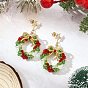 Серьги с рождественским венком из бисера, с 201 серьгами из нержавеющей стали, реальный 18 k позолоченный