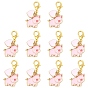10Pcs 2 Styles Alloy Enamel Pendant Decorations, Pig, with Alloy Lobster Claw Clasps, Golden