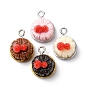 Непрозрачные подвески смолы, имитация еды, очарование клубничного торта, с железной платиной петлей