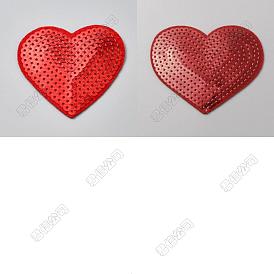 30Pcs 2 Styles Heart Polyester Computerized Embroidery Iron on/Sew on Patches, with PVC Paillette/Glitter Sequins