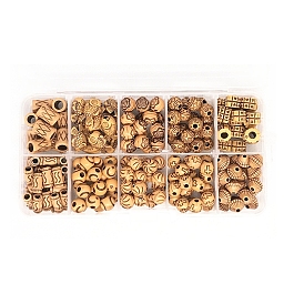 Wooden Beads, with Plastic box, Large Hole Beads, Mixed Shapes