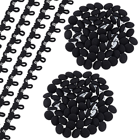 3 ярдов нейлоновой тесьмы с эластичными петлями для пуговиц, с картонной демонстрационной карточкой 1opc, 150шт. пластиковые пуговицы с хлопчатобумажной ножкой