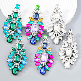 Exaggerated fashion color diamond alloy diamond flower earrings trendy women full diamond bohemian earrings earrings