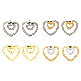 304 Stainless Steel Heart Stud Earrings