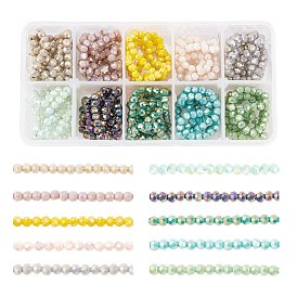 ARRICRAFT Faceted Round Full Rainbow Plated Electroplate Glass Beads Strands