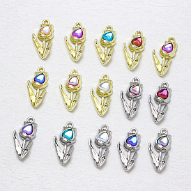 Alloy with Cubic Zirconia Pendants, Flower