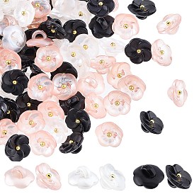 Pandahall elite 120 piezas 3 colores 1 botones de plástico con agujeros, flor