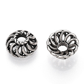 Tibetan Style 925 Sterling Silver Bead Caps, Flower, with S925 Stamp