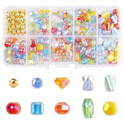 Kit de fabricación de joyería diy, incluyendo cuentas espaciadoras de vidrio y hierro transparentes, formas mixtas