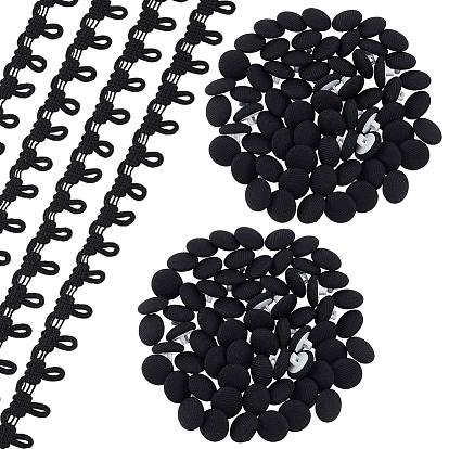 3 ярдов нейлоновой тесьмы с эластичными петлями для пуговиц, с картонной демонстрационной карточкой 1opc, 150шт. пластиковые пуговицы с хлопчатобумажной ножкой