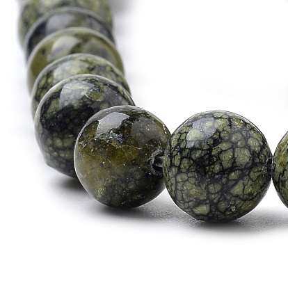 Natural Serpentine/Green Lace Stone Beads Strands, Round