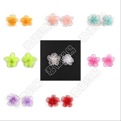 160Pcs 8 Colors Organza Artificial Flower Ornament Accessories, with Pearl,for Clothes Accessories