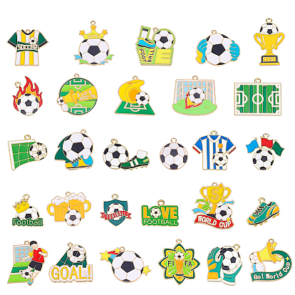 2Taschen 2 Stile Legierung Emaille Anhänger, Fußball-Charme