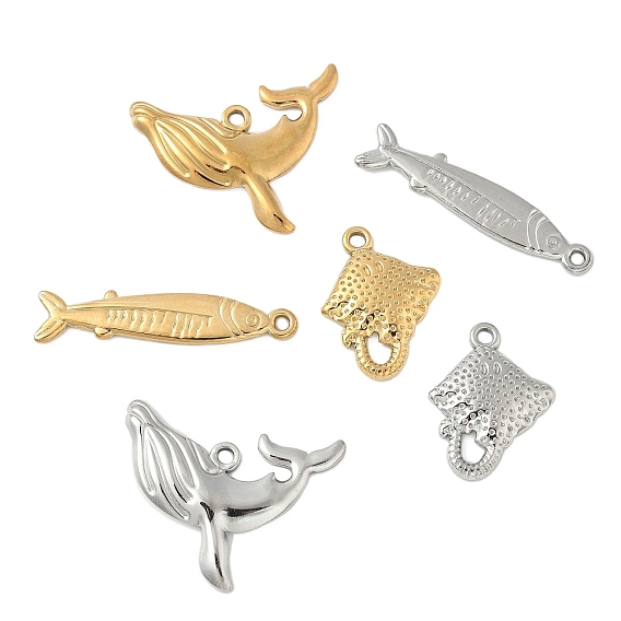 304 подвески из нержавеющей стали, амулеты с морскими животными, ионное покрытие (ip)
